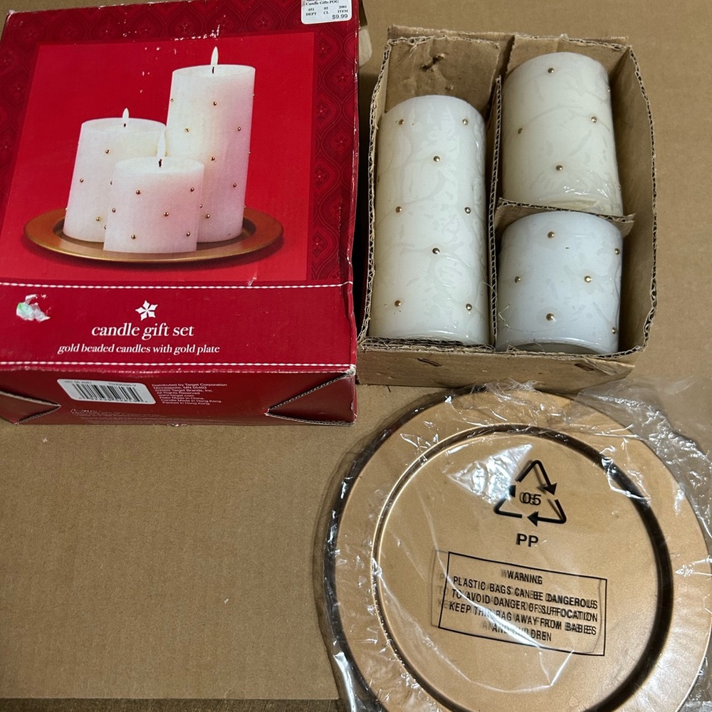 Gold Beaded Candle Gift Set